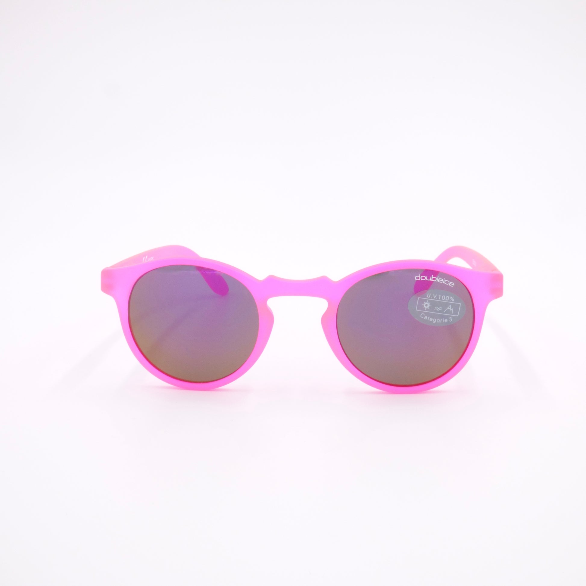 Lunettes de soleil ROUND DEMI - Rose Fluo (face)