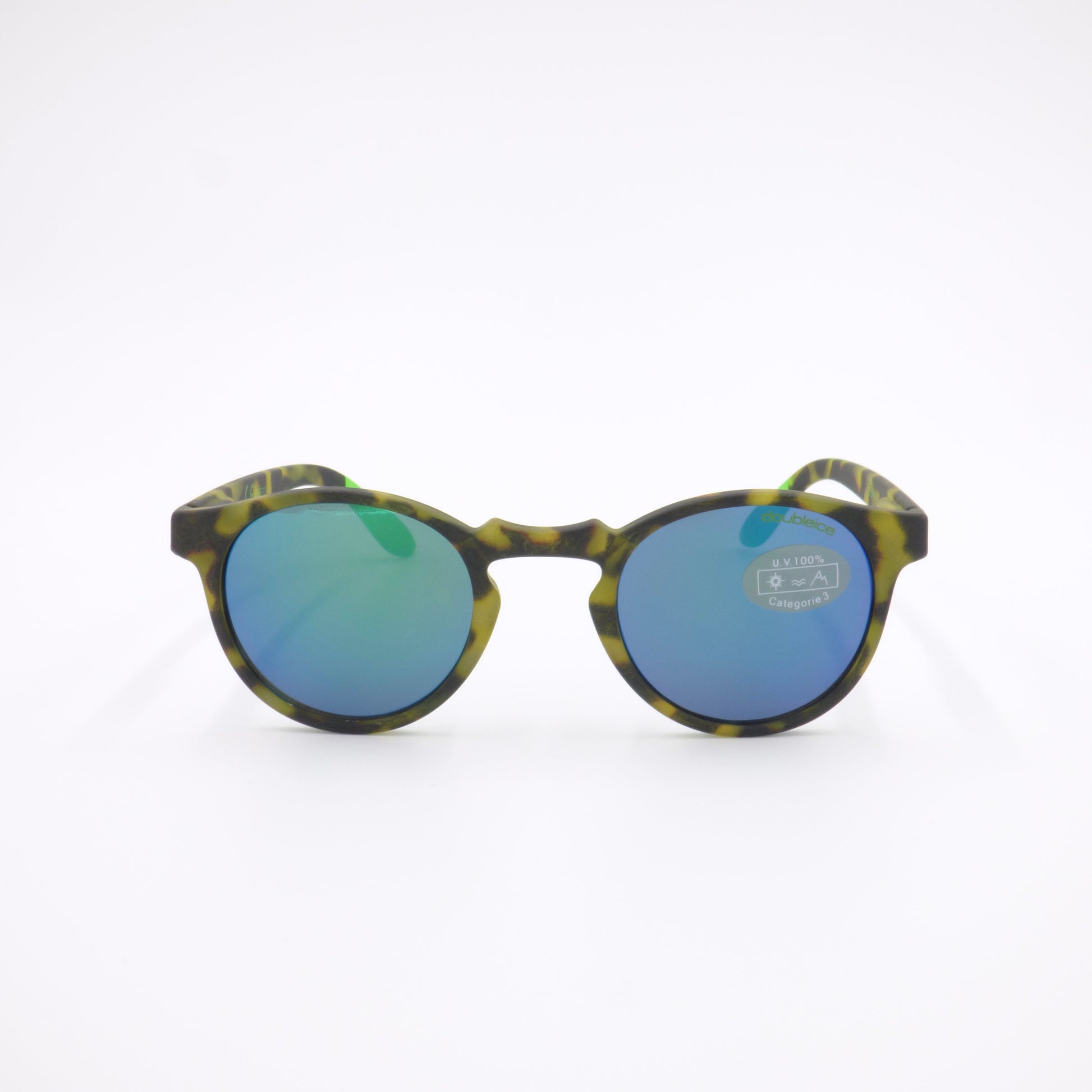 Lunettes de soleil ROUND DEMI - Ecailles/Vert (face)